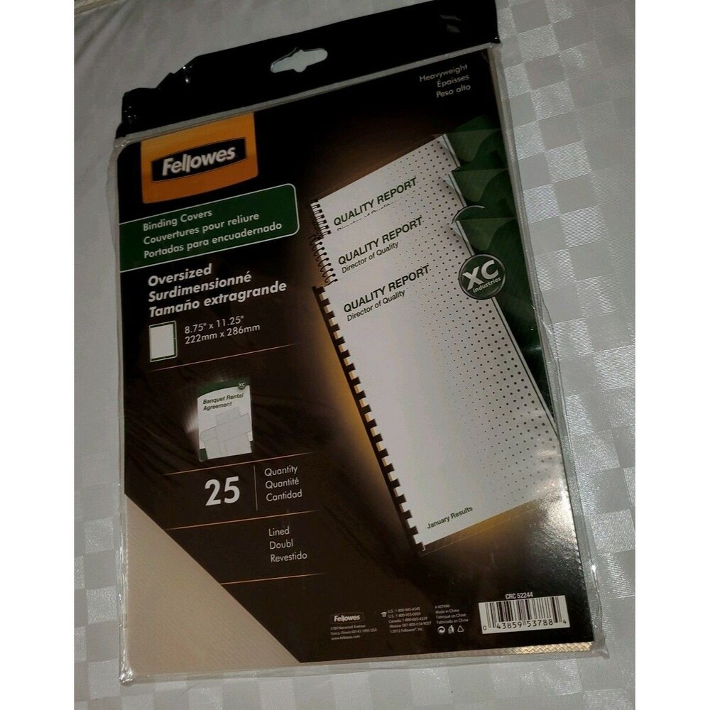 25 Fellowes CRC 52244 Oversized Lined Binding Covers 8.75 x 11.25" Heavy Weight